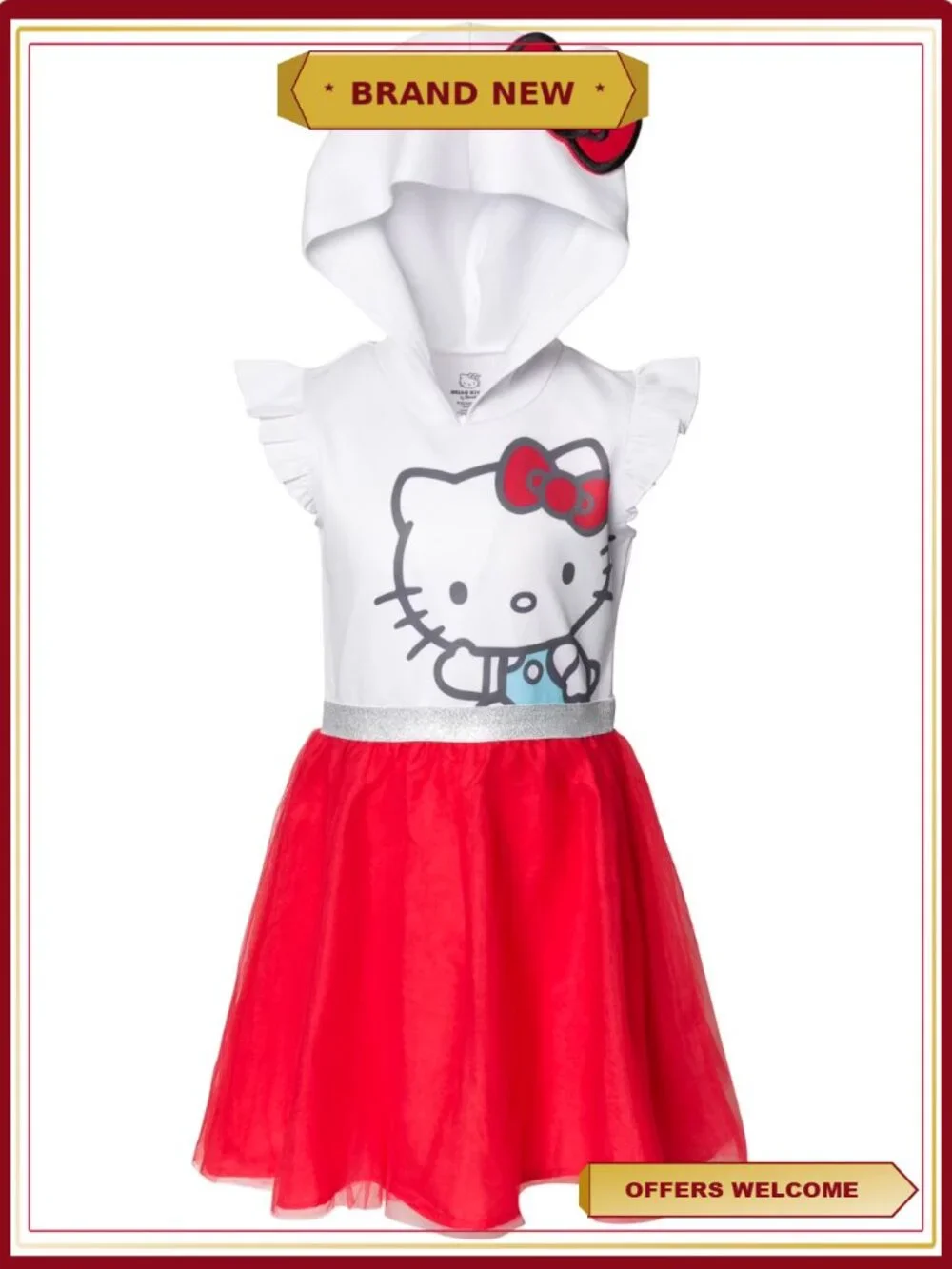 Hello Kitty Girls Cosplay Hooded Tutu Dress